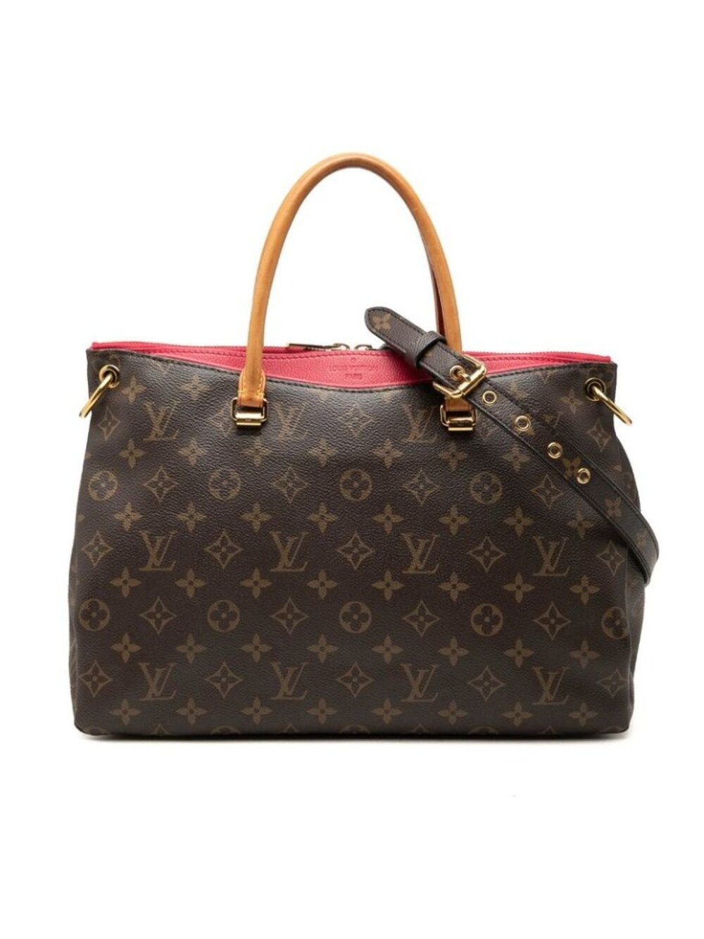 Louis Vuitton Monogram Pallas MM 2-Way Shoulder Bag Brown Pink Leather